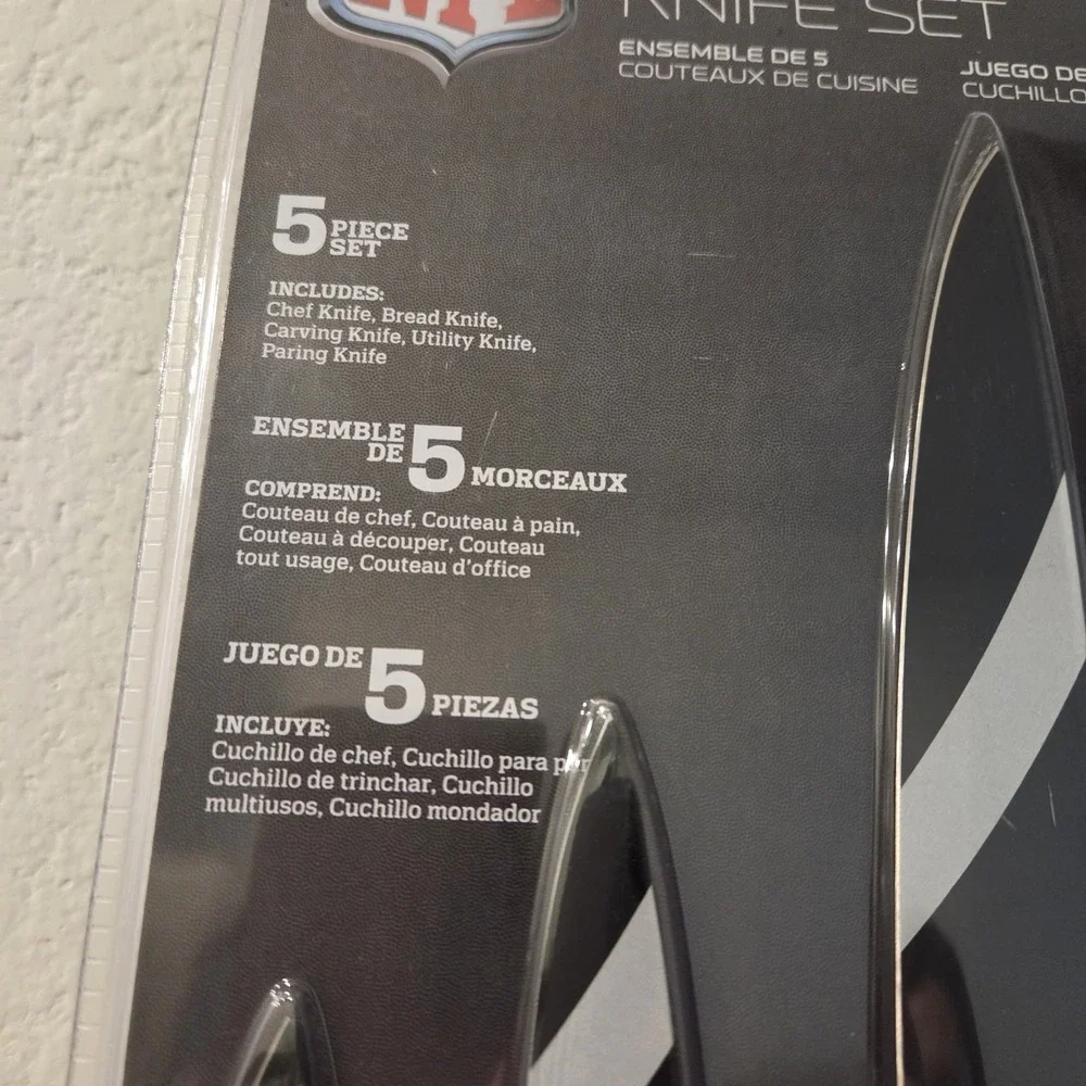 TSV Home NFL Raiders 5 Piece Cutlery Knife Set Chef Bread Carving Utility Paring